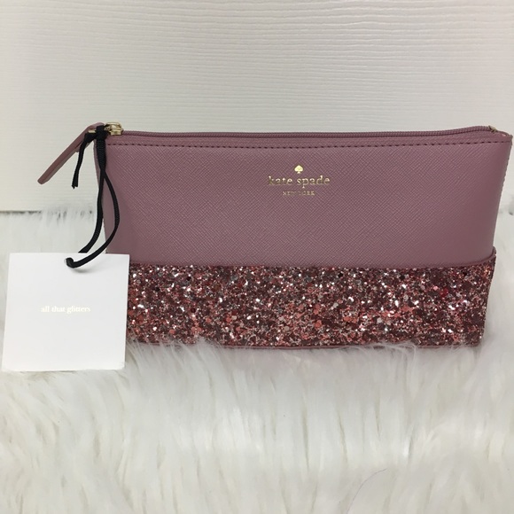kate spade Handbags - New Kate Spade Pink Glitter Cosmetic Purse Bag